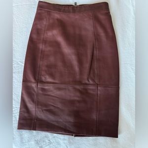 Reiss Olivia stretch panel leather skirt in Ox blood